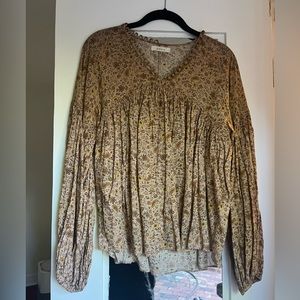 Doen Floral Blouse in Brown and Yellow